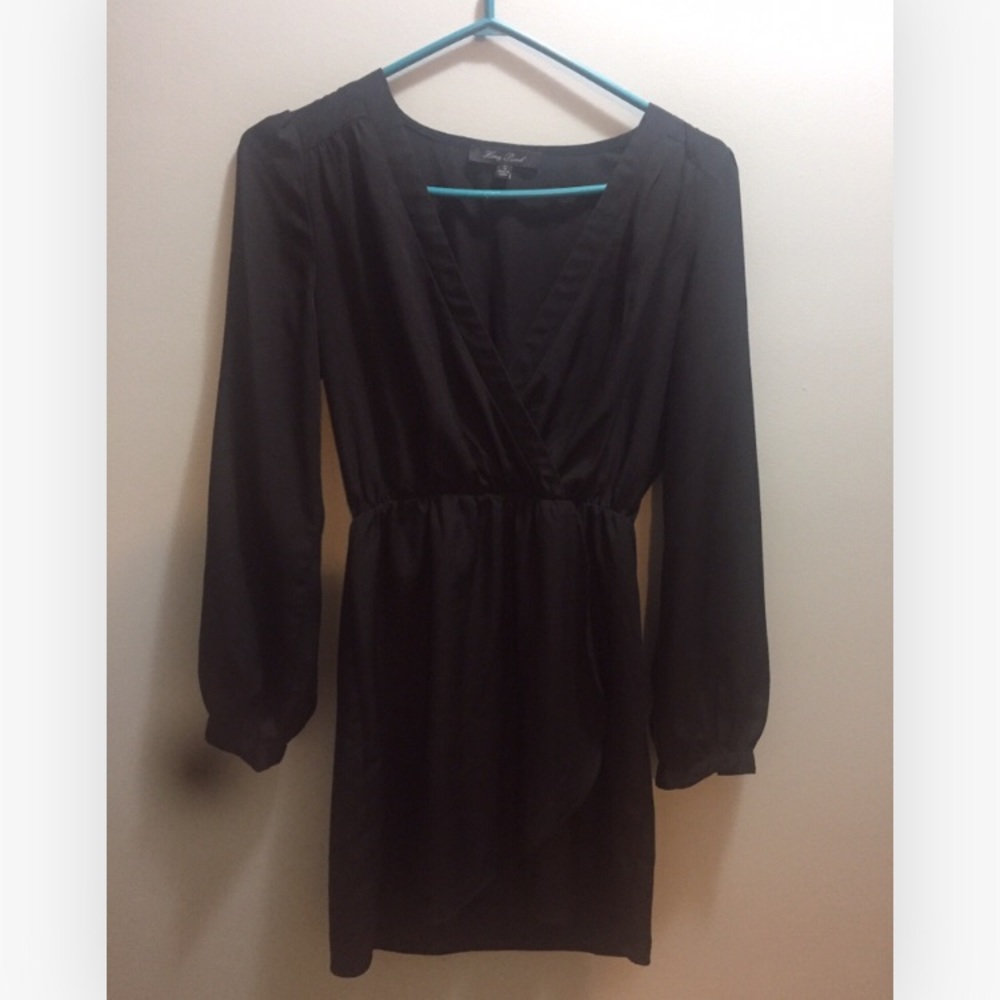 Honey Punch black wrap dress.